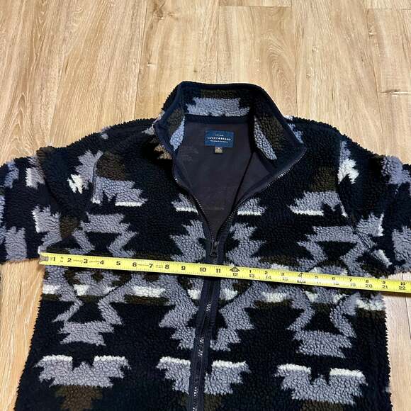 Lucky Brand Aztec Holiday Sherpa Full Zip Grey Jacket size M - Picture 4 of 7